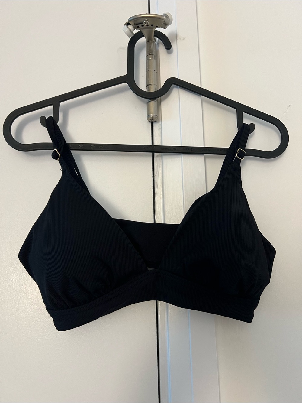 Black Ribbed Bikini Top with Adjustable Straps - La Vie En Rose